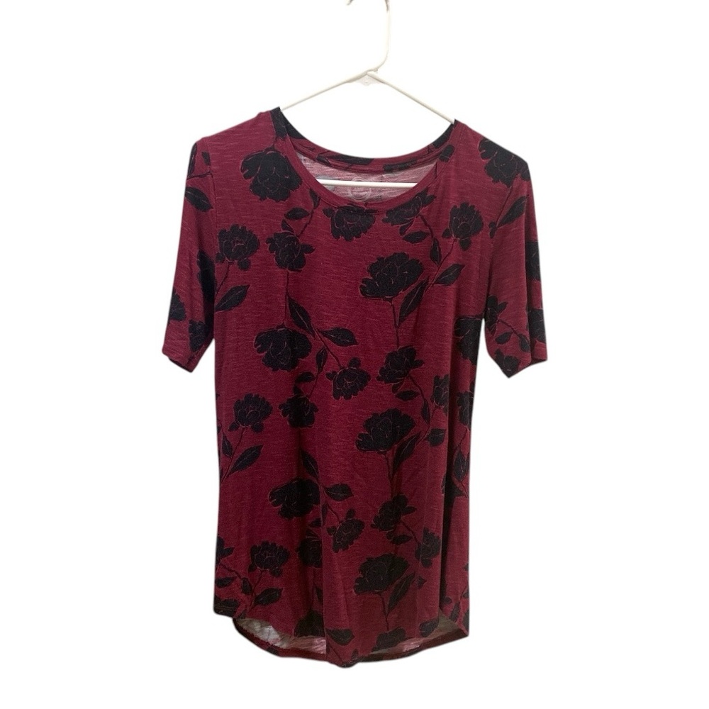 24/7 Maurice’s Floral Print Women's Top - Red and Black Size Small Blouse